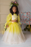 Pre-Order: Yellow White Floral Embroidery Ghagra Set