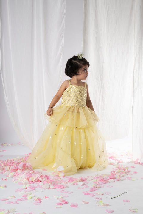 Pre-Order: Yellow Mirror Peplum Ghagara