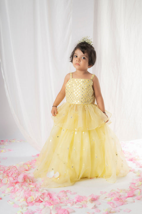 Pre-Order: Yellow Mirror Peplum Ghagara