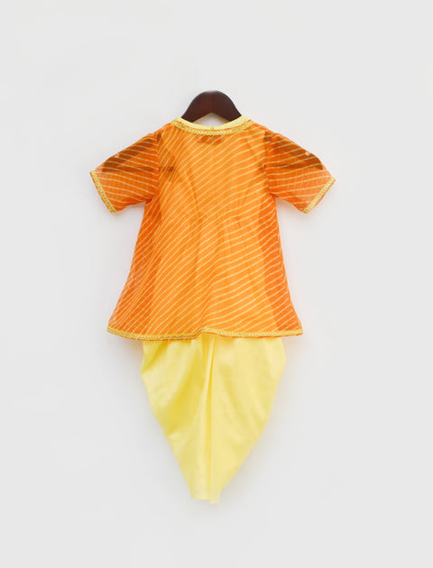 Pre-Order: Yellow Dhoti Jumpsuit with Orange Leheriya Jacket