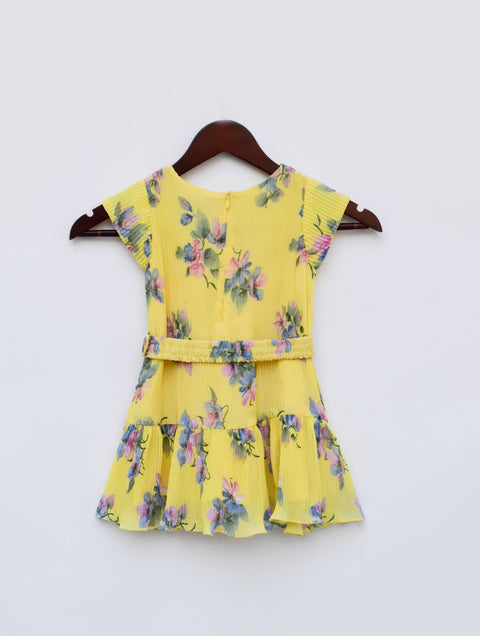 Pre Order: Yellow Pleated Georgette Dress
