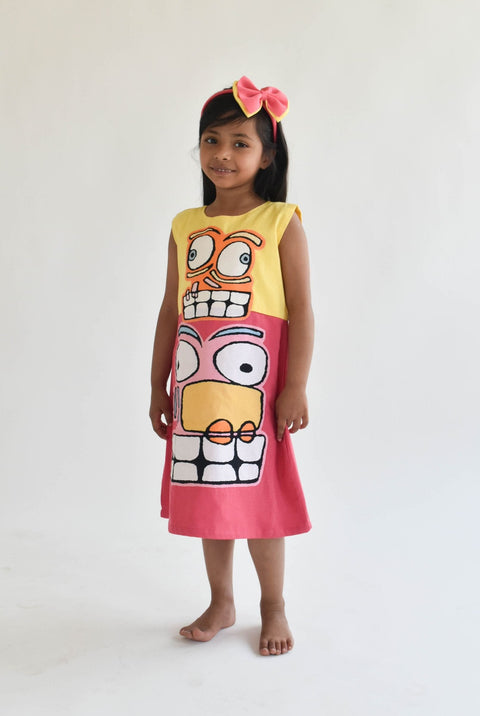 Pre Order:  Yellow and Pink Linen Dress