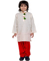 Off-White Kurta with Red Patiala
