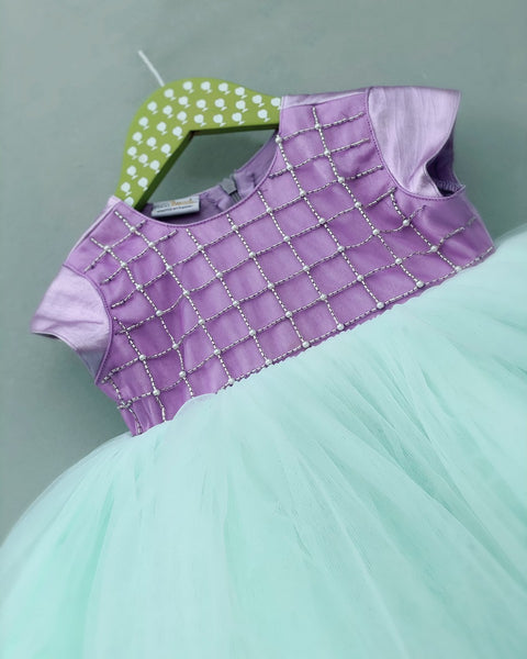 Pre-Order: Sea Green Flared Dress with Cutdana Work