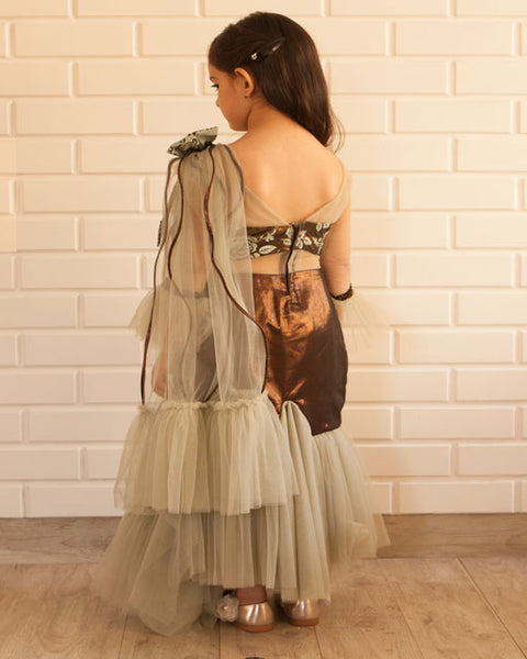 Pre-Order: Stylish Brocade Choli Ghaghra & dupatta-Green