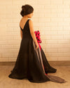 Pre-Order: Blue Party Organza Gown with a Drape Flower
