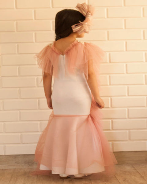 Pre-Order: Stylish Pink Frill Gown