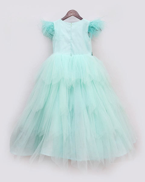 Pre-Order: Aqua Green Net Gown