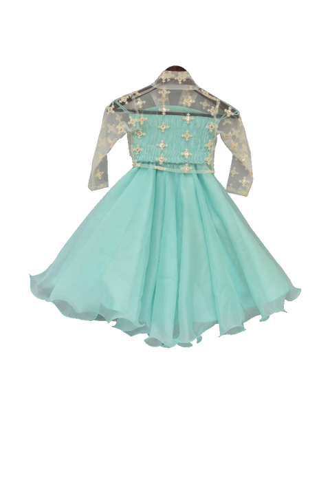 Pre-Order: Aqua Net Embroidery Choli with Lehenga