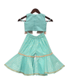 Pre-Order: Aqua Printed Top with Jacket & Sharara