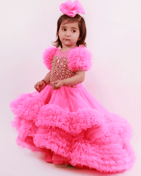 Pre-Order: Pink Sequin Embroidered Gown