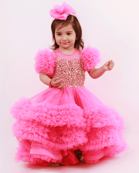 Pre-Order: Pink Sequin Embroidered Gown