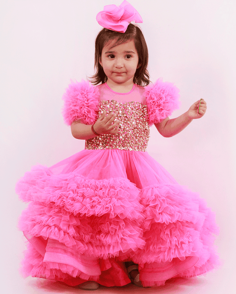 Pre-Order: Pink Sequin Embroidered Gown