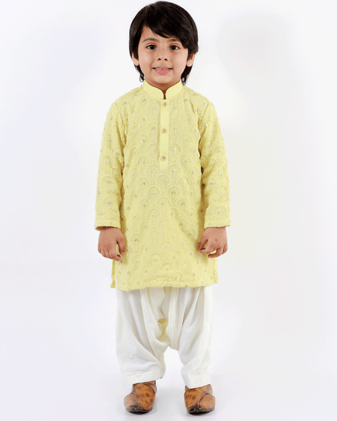 Pre-Order: Yellow Chikankari Kurta with Patiala Body