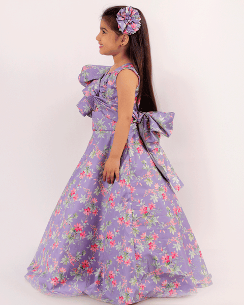 Pre-Order: Purple Floral Print Gown