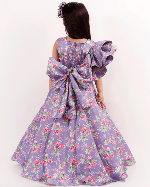 Pre-Order: Purple Floral Print Gown