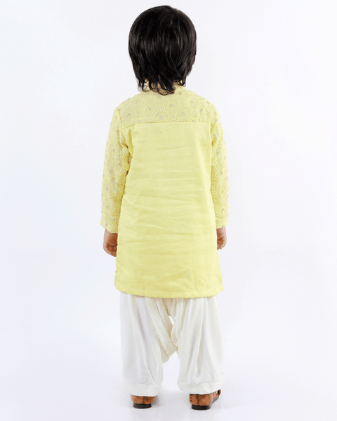 Pre-Order: Yellow Chikankari Kurta with Patiala Body
