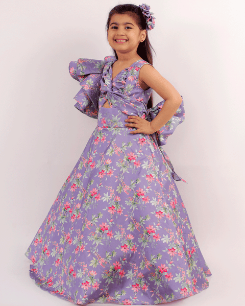 Pre-Order: Purple Floral Print Gown