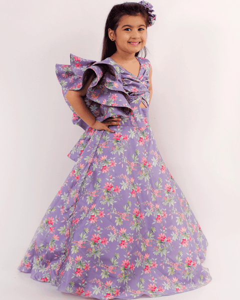 Pre-Order: Purple Floral Print Gown