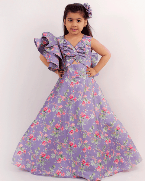 Pre-Order: Purple Floral Print Gown