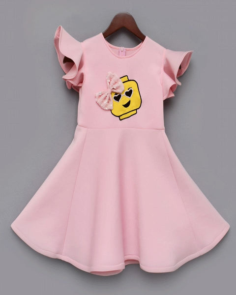 Pre-Order: Baby Pink Neoprene Dress with Lego Motif