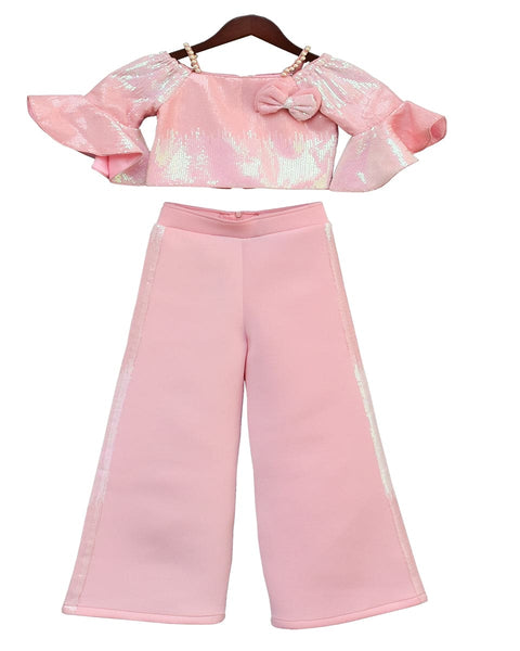 Pre-Order: Baby Pink Sequence Top with Pant
