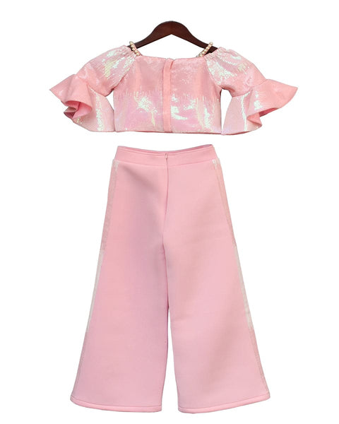 Pre-Order: Baby Pink Sequence Top with Pant