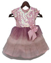 Pre-Order: Baby Pink Sequence Yoke with Pleating Net Frill Frock