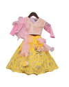 Pre-Order: Baby Pink Embroidery Choli with Yellow Gota Lehenga