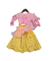 Pre-Order: Baby Pink Embroidery Choli with Yellow Gota Lehenga
