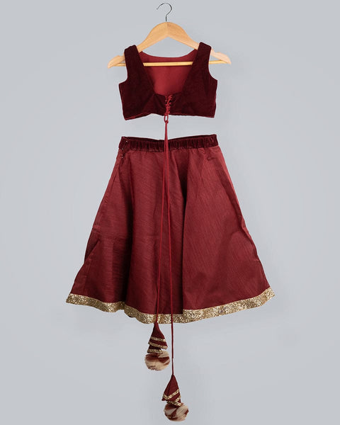 Pre-Order: Red Ghagra Choli with Frill Dupatta