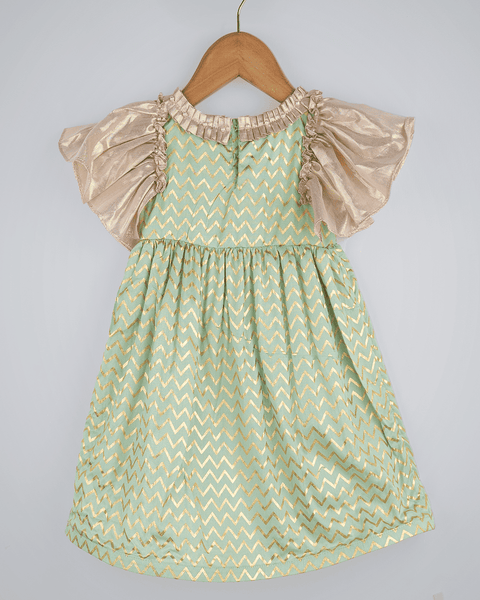 Pre-Order: Gold and Green Printed Dress