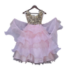 Pre-Order: Beige Choli with Pink Organza Lehenga