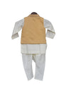 Pre-Order: Beige Embroidery Nehru Jacket with Kurta & Pajama