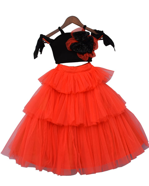 Pre-Order: Black Crop Top with Skirt