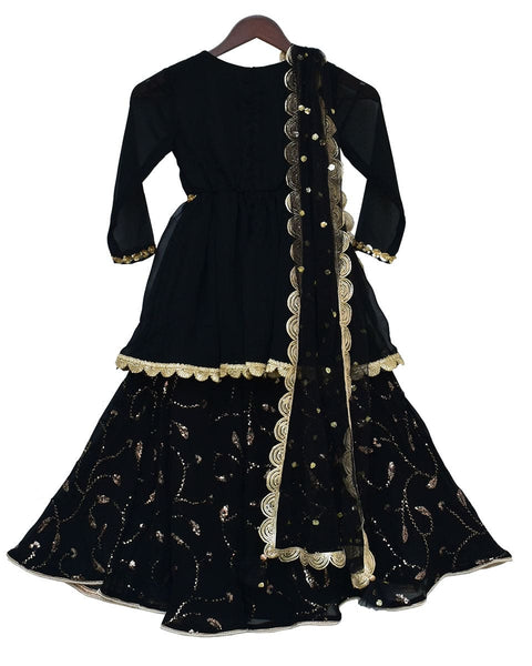 Pre-Order: Black Georgette Kurti with Sharara