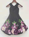 Pre-Order: Black Neoprene Dress with 3D Flowers