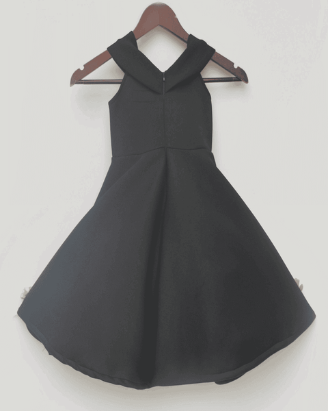 Pre-Order: Black Neoprene Dress with 3D Flowers