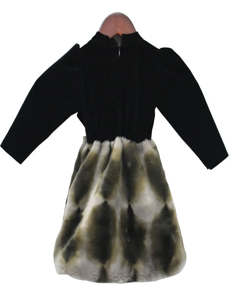 Pre-Order: Black Velvet with Shaded Fur Dress