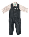 Pre-Order: Black Waist Coat with Peach Printed Shirt and Black Pant