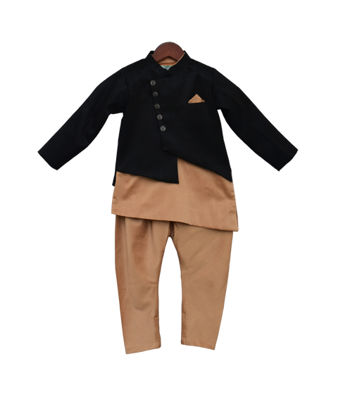 Pre-Order: Black Jacket with Kurta & Churidar