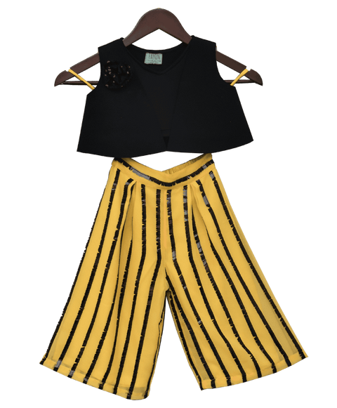 Pre-Order: Black Lycra Top with Yellow Plazzo