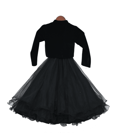 Pre Order: Black Net Gown with Shrug