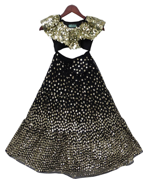 Pre-Order: Black Soft Sequence Choli with Lehenga