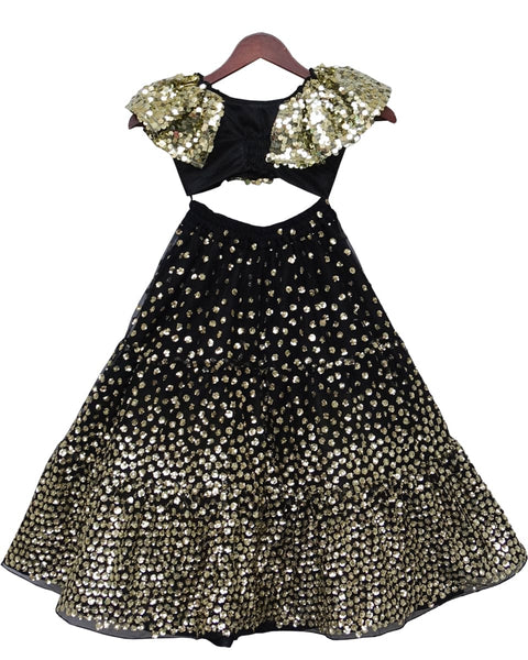 Pre-Order: Black Soft Sequence Choli with Lehenga