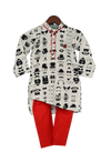 Pre-Order: Black & White Printed Kurta with Churidar