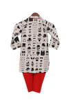 Pre-Order: Black & White Printed Kurta with Churidar