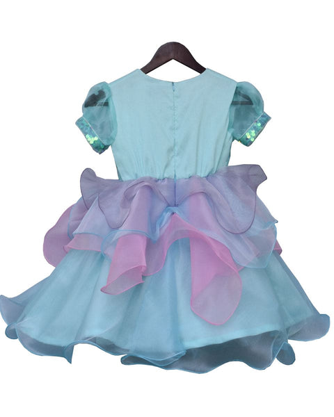 Pre-Order: Blue Sequence yoke with Organza Frock