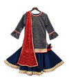 Pre-Order: Blue Brocade Kurti with Sharara & Dupatta