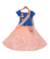 Pre-Order: Blue Embroidery Choli with Peach Net Lehenga & Stitched Dupatta